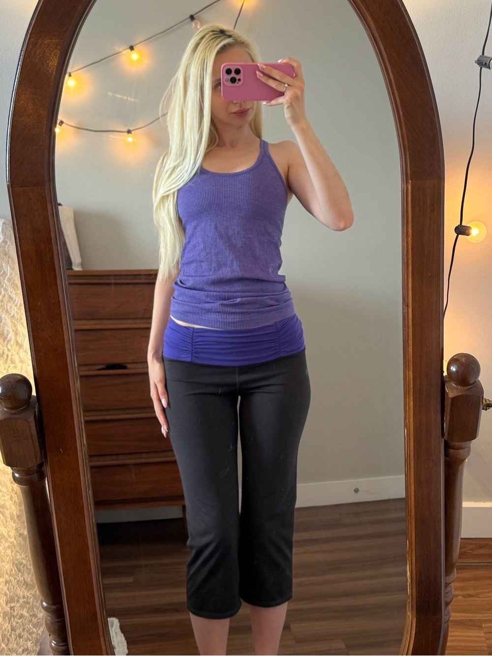 Y2K yoga style lululemon athletica Purple Ribbed Scoop Tank